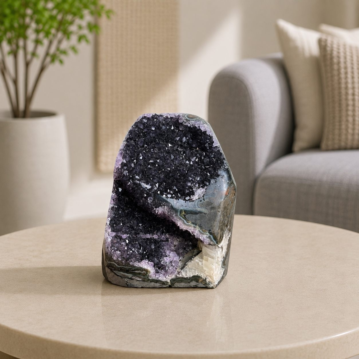 Aetherion Amethyst Crystal Cave – Premium Natural Amethyst Geode Décor, Peace & Energy Symbol