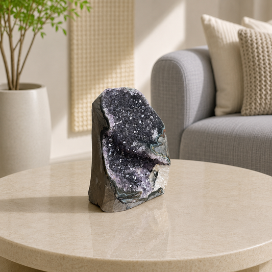 Aetherion Amethyst Crystal Cave – Premium Natural Amethyst Geode Décor, Peace & Energy Symbol