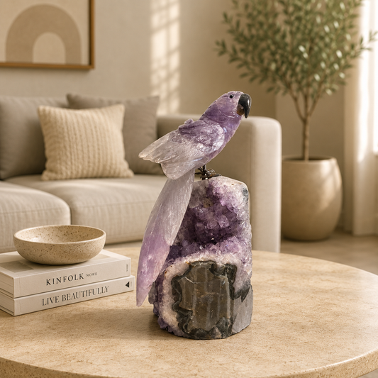 Velunara Amethyst Gemstone Bird – Full Amethyst Crystal Parrot Décor, Peace & Protection Symbol (8 Inch, 1.7 kg)