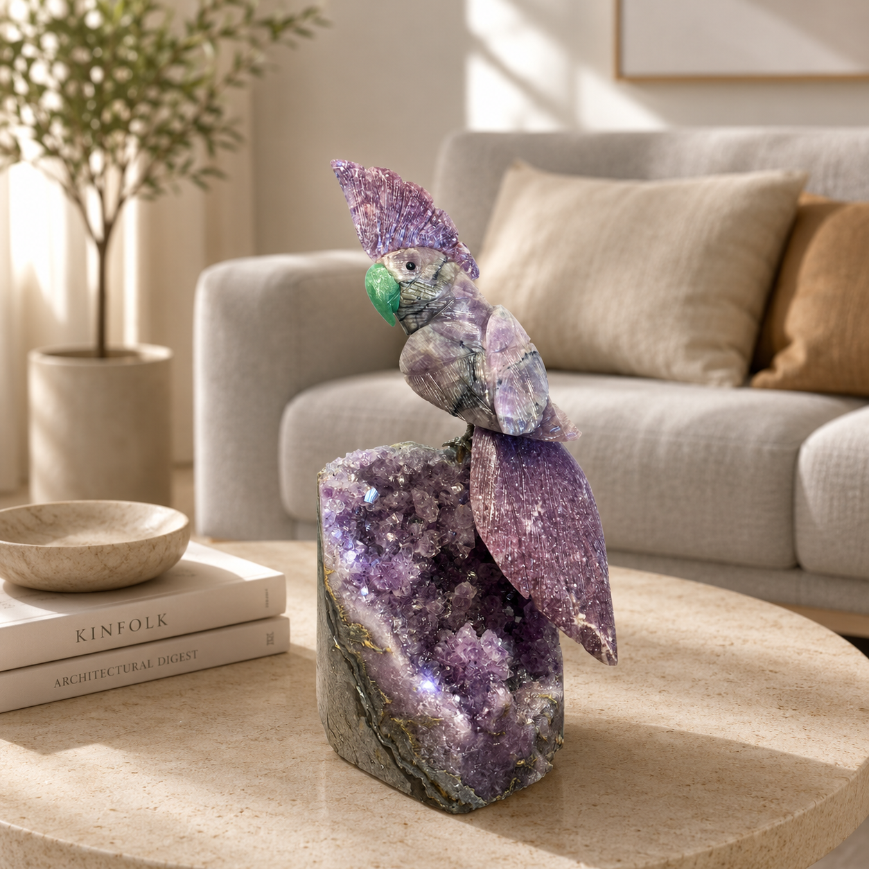 Velunique Lavender Amethyst Gemstone Bird – Crystal Parrot Home Décor, Serenity & Spiritual Harmony Symbol (9 Inch, 2.1 kg)