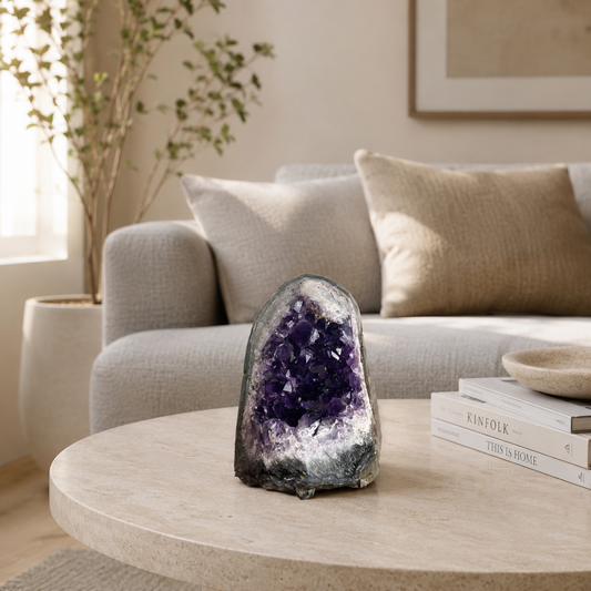 Elarion Amethyst Crystal Décor – Natural Geode Accent, Clarity & Peace Symbol (2 Inch, 490 gm)