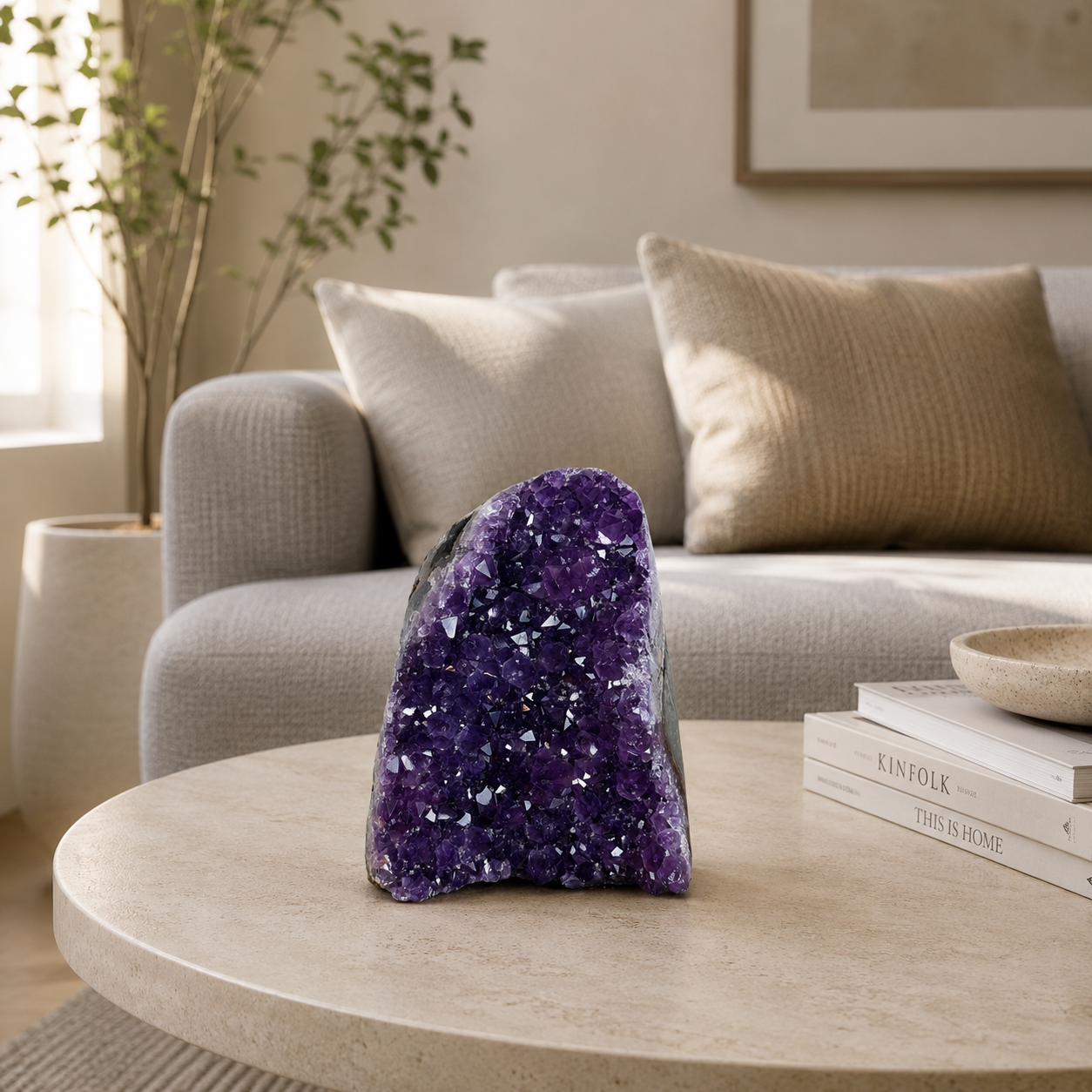 Nocterra Amethyst Crystal Décor – Natural Geode Display, Clarity & Luxury Symbol (3.9 Inch, 840 gm)