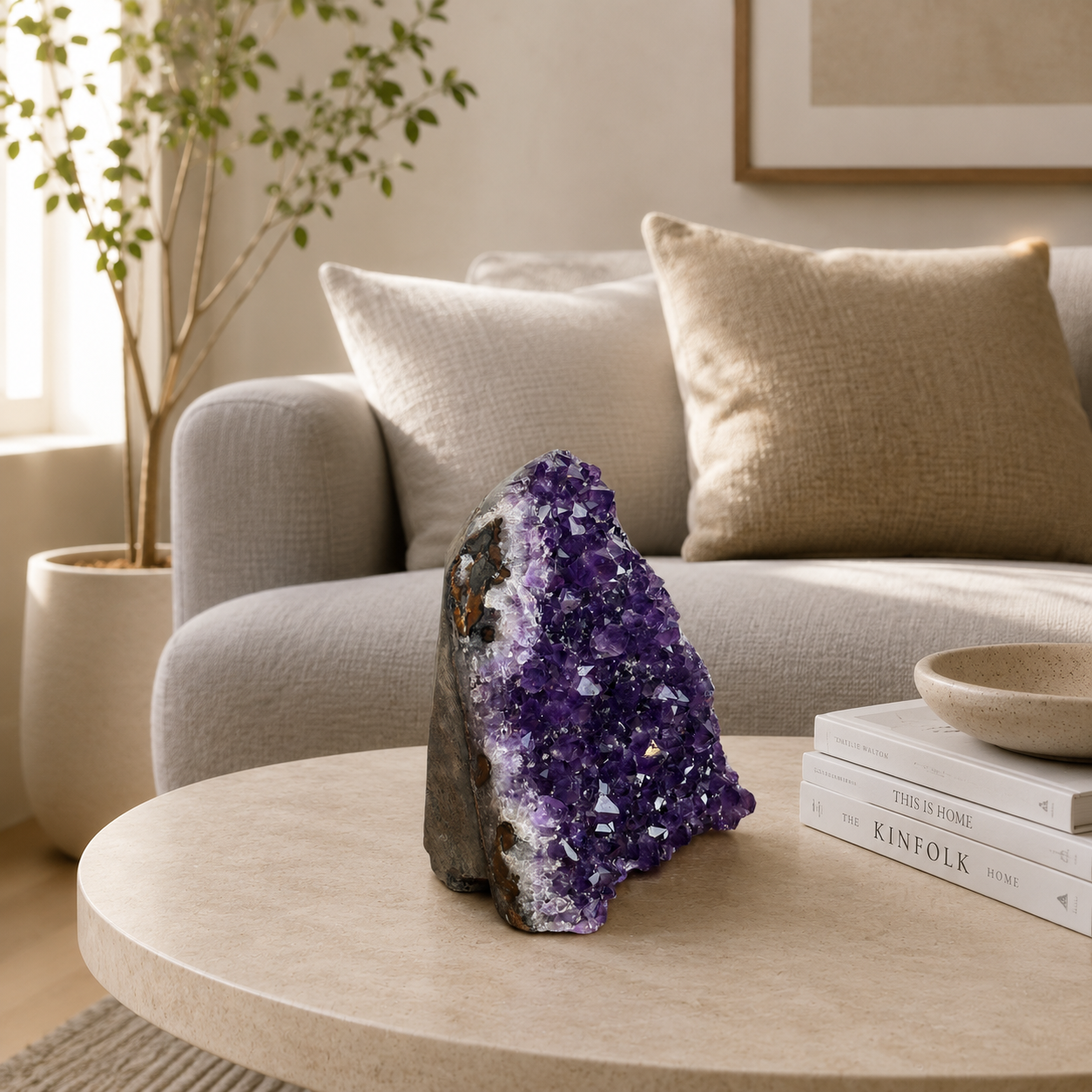 Nocterra Amethyst Crystal Décor – Natural Geode Display, Clarity & Luxury Symbol (3.9 Inch, 840 gm)