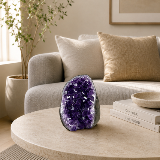 Auralith Amethyst Crystal Décor – Natural Geode Accent, Serenity & Harmony Symbol (2 Inch, 220 gm)