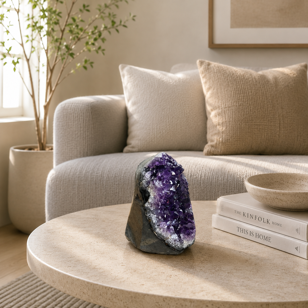 Auralith Amethyst Crystal Décor – Natural Geode Accent, Serenity & Harmony Symbol (2 Inch, 220 gm)