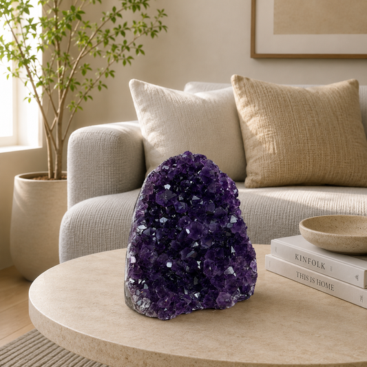 Zeravelle Amethyst Crystal Décor – Natural Geode Accent, Harmony & Elegance Symbol (2 Inch, 570 gm)