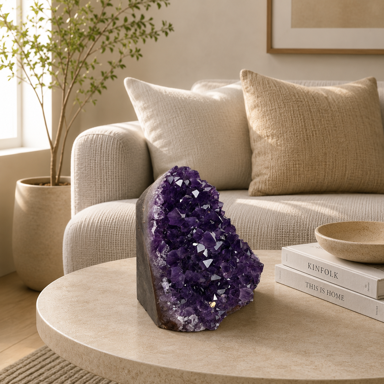 Zeravelle Amethyst Crystal Décor – Natural Geode Accent, Harmony & Elegance Symbol (2 Inch, 570 gm)