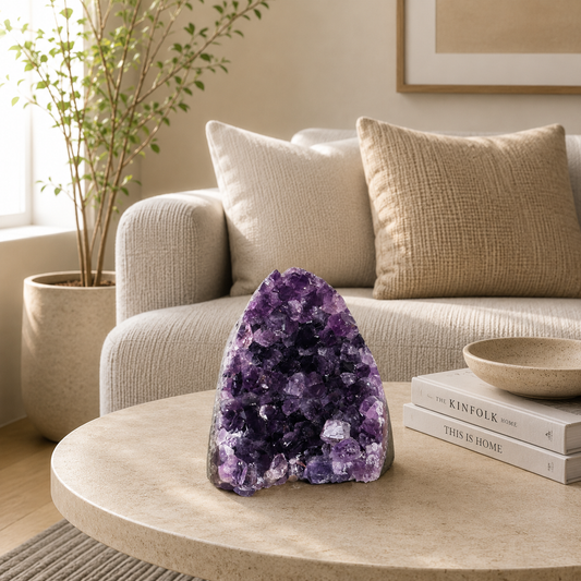 Viorique Amethyst Crystal Décor – Natural Geode Accent, Harmony & Luxury Symbol (3 Inch, 878 gm)