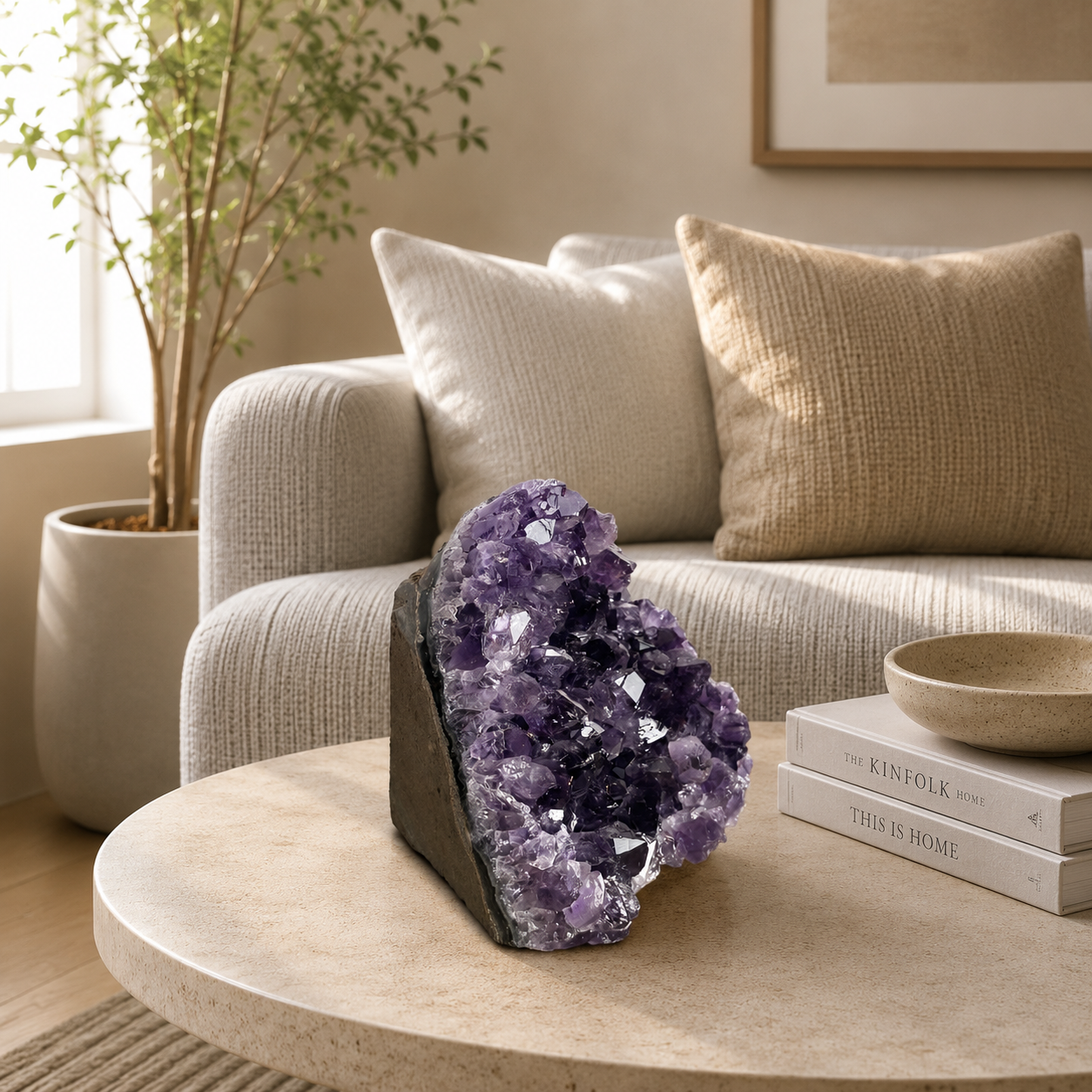 Viorique Amethyst Crystal Décor – Natural Geode Accent, Harmony & Luxury Symbol (3 Inch, 878 gm)