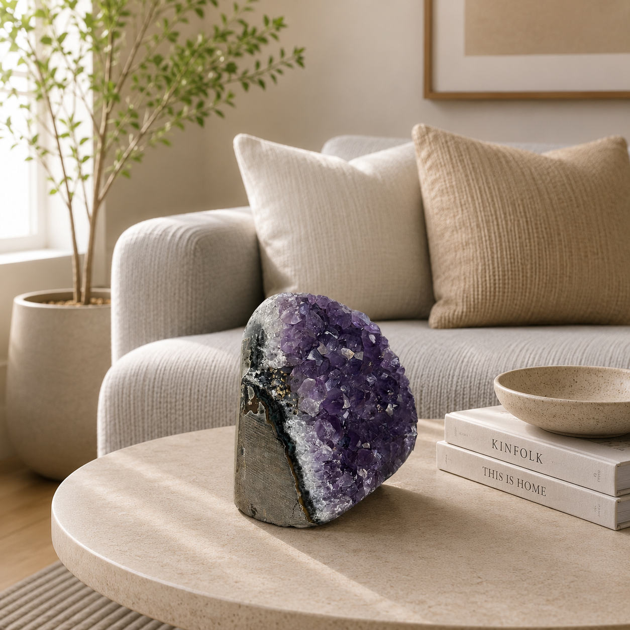 Luméthra Amethyst Crystal Décor – Natural Geode Accent, Peace & Clarity Symbol (2 Inch, 362 gm)