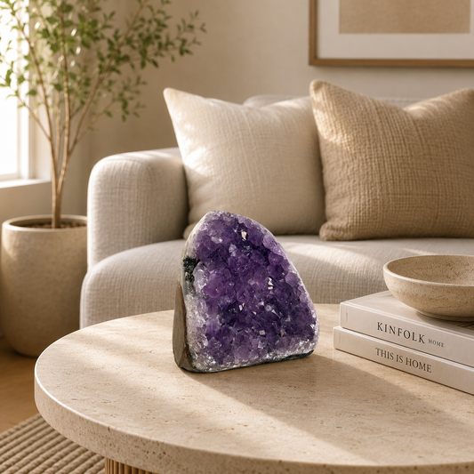 Luméthra Amethyst Crystal Décor – Natural Geode Accent, Peace & Clarity Symbol (2 Inch, 362 gm)