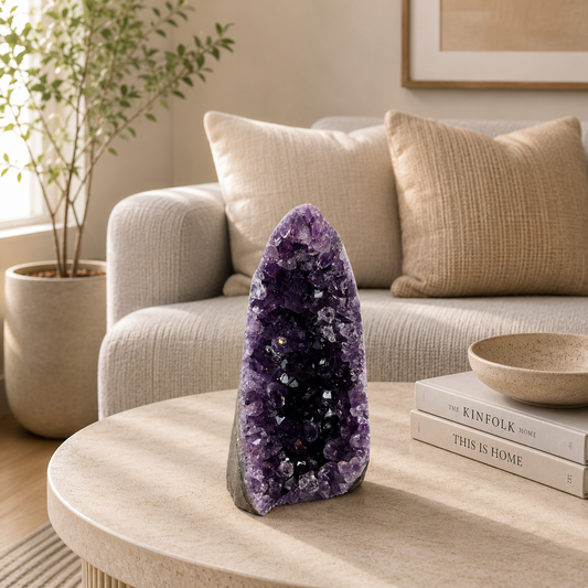 Elarique Amethyst Crystal Décor – Natural Geode Tower, Clarity & Serenity Symbol (4 Inch, 448 gm)