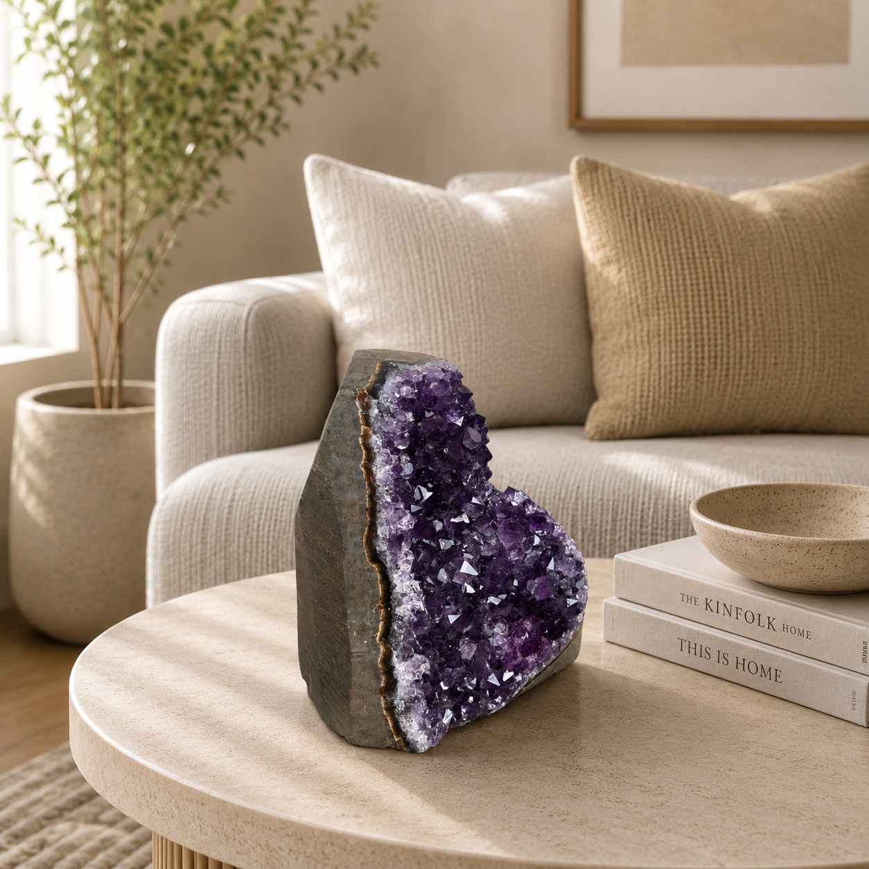 Oravelle Amethyst Crystal Décor – Natural Geode Display, Harmony & Luxury Accent (3 Inch, 566 gm)