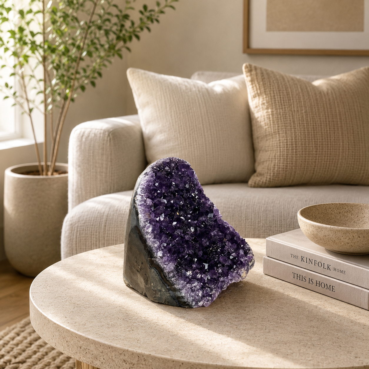 Celestique Amethyst Crystal Décor – Natural Geode Accent, Peace & Harmony Symbol (2.6 Inch, 492 gm)