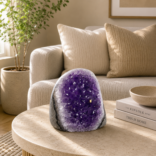 Auremyst Amethyst Crystal Décor – Natural Geode Home Accent, Clarity & Serenity Symbol (2.6 Inch, 248 gm)