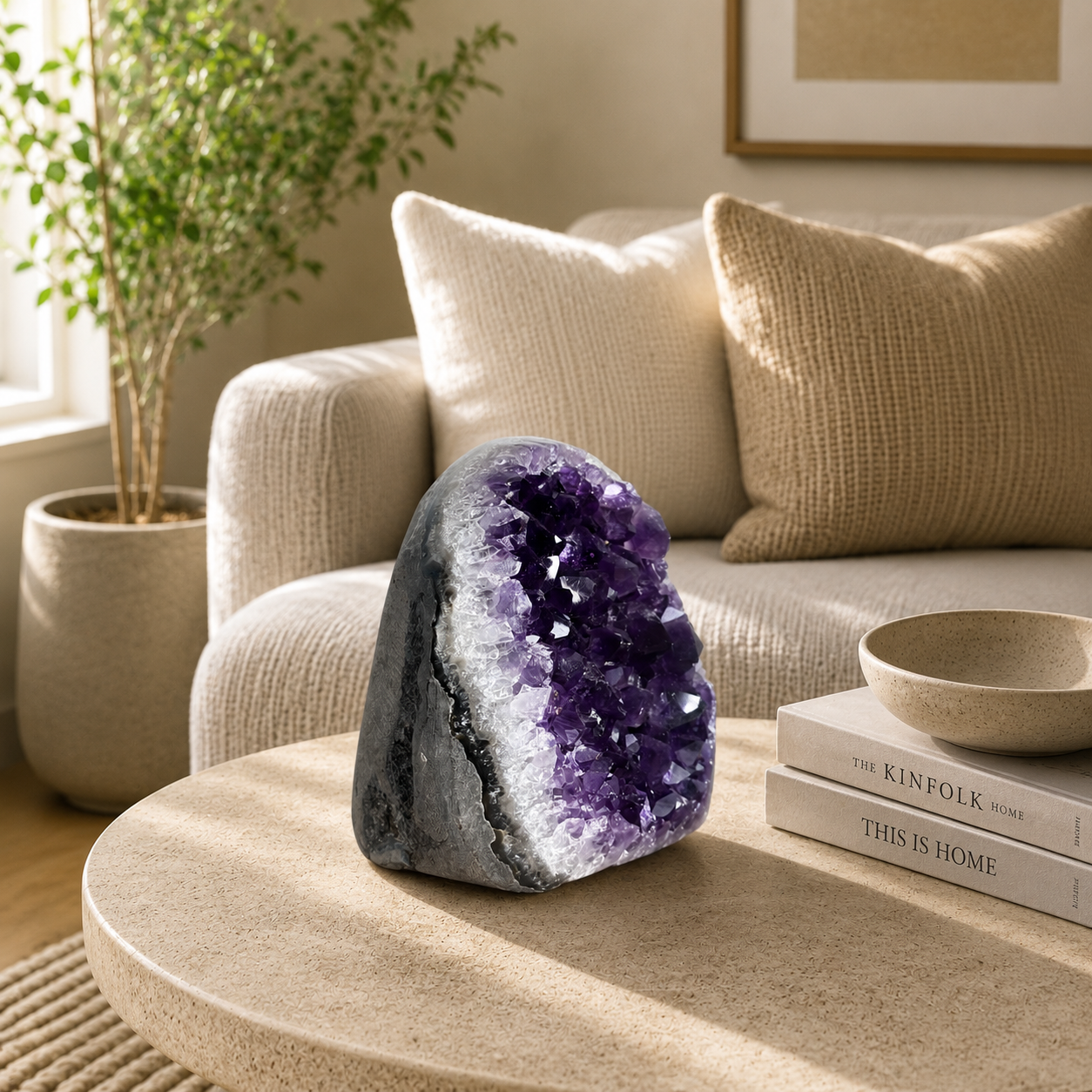 Auremyst Amethyst Crystal Décor – Natural Geode Home Accent, Clarity & Serenity Symbol (2.6 Inch, 248 gm)