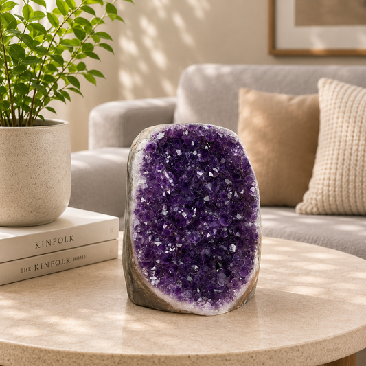 Auravelle Amethyst Crystal Cave – Natural Gemstone Home Décor, Harmony & Serenity Symbol (3 Inch, 1.052 kg)