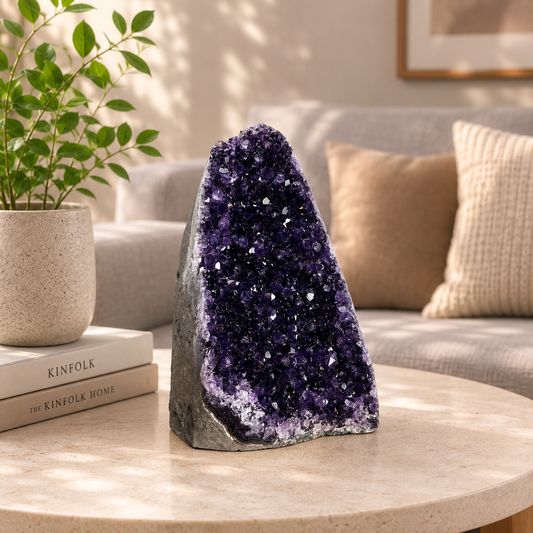 Amethera Amethyst Crystal Cave – Natural Gemstone Home Décor, Peace & Elegance Symbol (4 Inch, 968 gm)