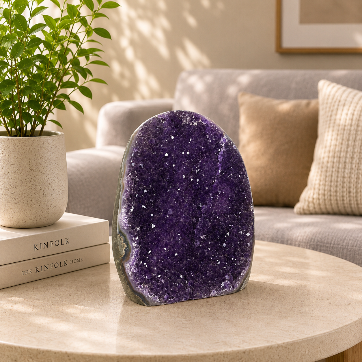 Mystivara Amethyst Crystal Cave – Natural Gemstone Home Décor, Calm & Protection Symbol (4.1 Inch, 1.658 kg)