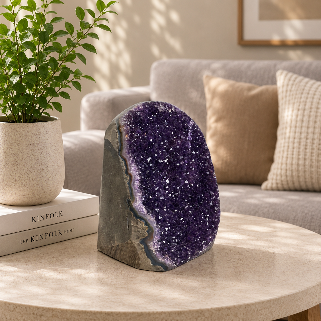Mystivara Amethyst Crystal Cave – Natural Gemstone Home Décor, Calm & Protection Symbol (4.1 Inch, 1.658 kg)