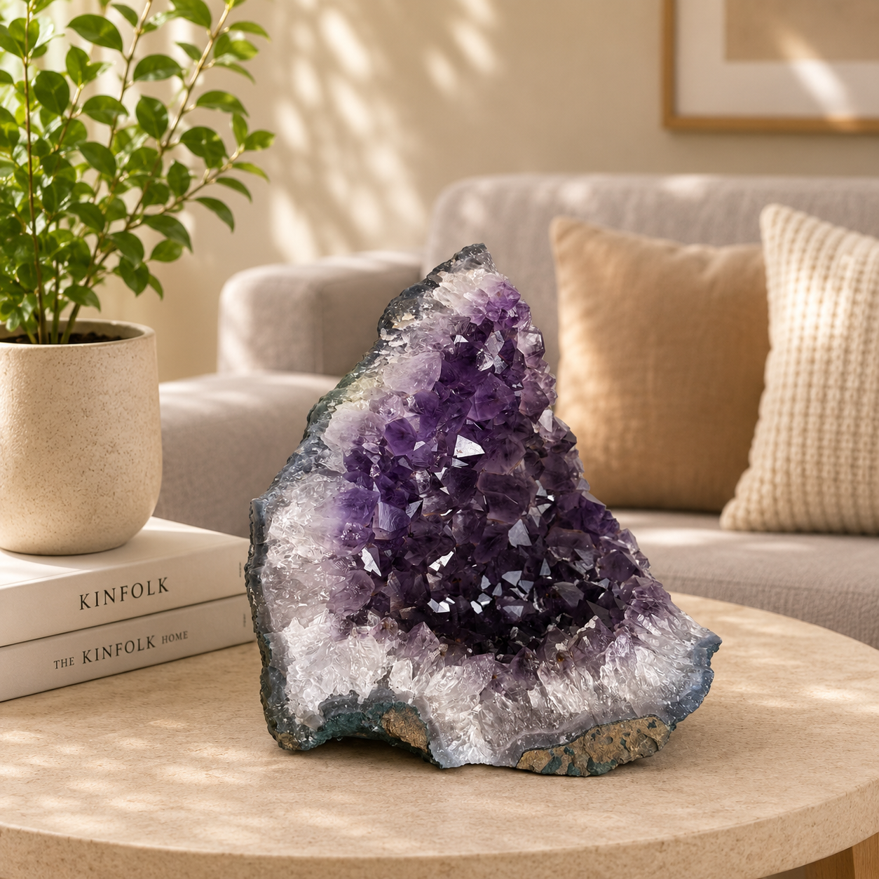 Elarith Amethyst Geode Cluster – Natural Crystal Cave Home Décor, Peace & Positivity Symbol (6.6 Inch, 2.920 kg)
