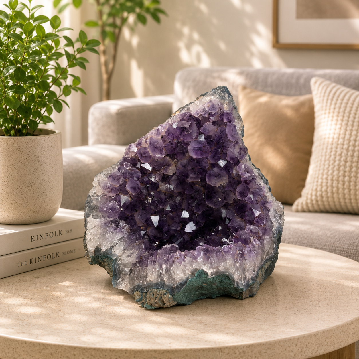 Elarith Amethyst Geode Cluster – Natural Crystal Cave Home Décor, Peace & Positivity Symbol (6.6 Inch, 2.920 kg)