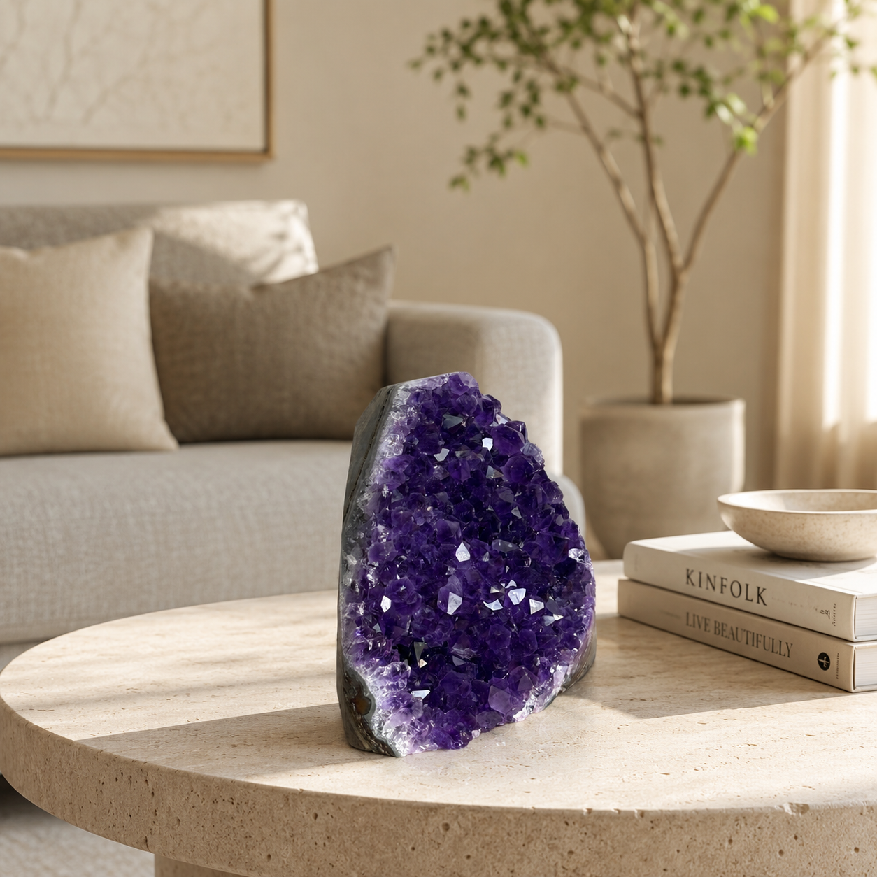 Celestique Amethyst Geode Cluster – Natural Crystal Home Décor, Serenity & Harmony Symbol (3 Inch, 546 gm)