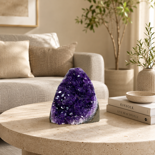 Celestique Amethyst Geode Cluster – Natural Crystal Home Décor, Serenity & Harmony Symbol (3 Inch, 546 gm)
