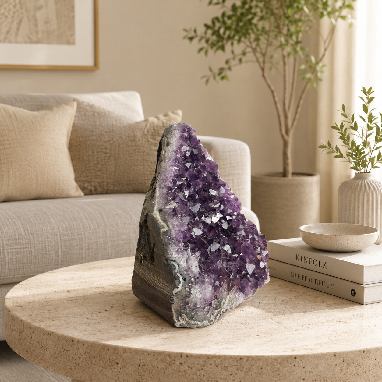 Velunara Amethyst Crystal Cluster – Natural Gemstone Home Décor, Peace & Harmony Symbol (4.2 Inch, 1.520 kg)