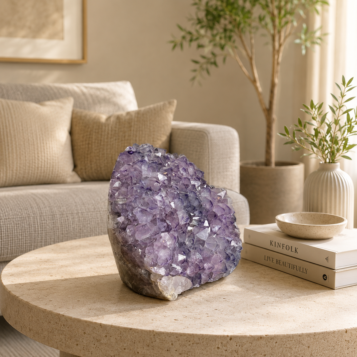 Amethyra Amethyst Crystal Cluster – Natural Gemstone Home Décor, Calm & Harmony Symbol (4 Inch, 2.262 kg)