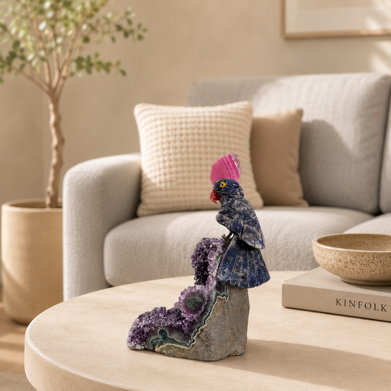 Noctivara Amethyst Gemstone Bird – Blue Sodalite Crystal Parrot Décor, Wisdom & Strength Symbol (4 Inch, 272 gm)