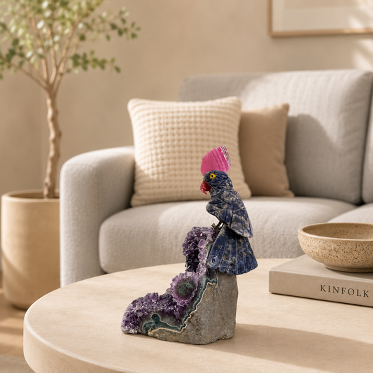 Noctivara Amethyst Gemstone Bird – Blue Sodalite Crystal Parrot Décor, Wisdom & Strength Symbol (4 Inch, 272 gm)