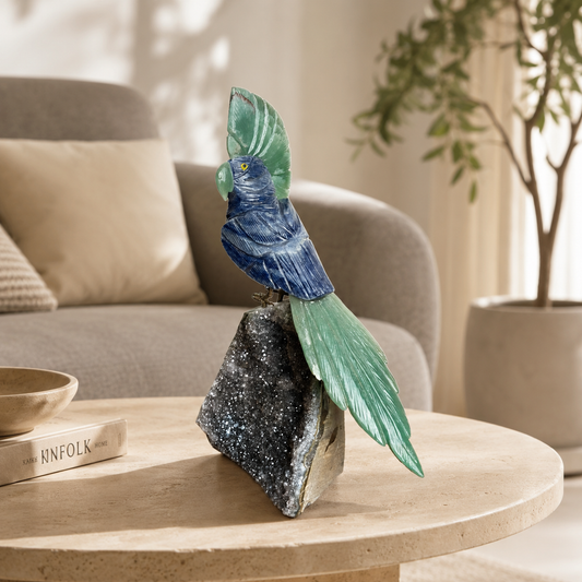 Celestara Amethyst Gemstone Bird – Blue Sodalite Crystal Parrot Décor, Wisdom & Harmony Symbol (9 Inch, 1.6 kg)