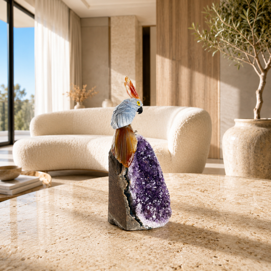 Soladore Amethyst Gemstone Bird – Blue Sodalite Crystal Parrot Décor, Wisdom & Energy Symbol (4.1 Inch, 232 gm)
