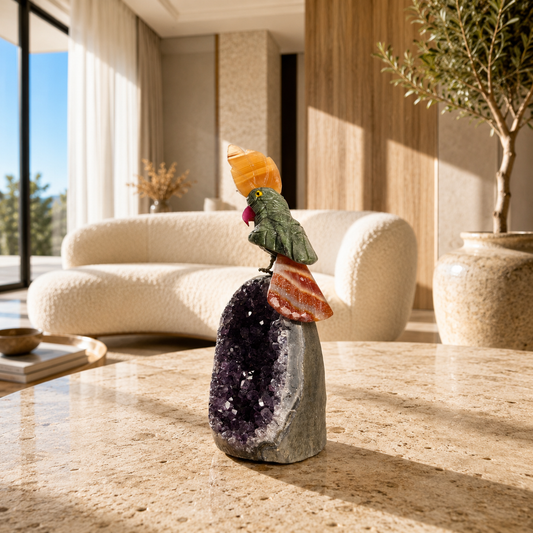 Citravelle Amethyst Gemstone Bird – Green Aventurine Crystal Parrot Décor, Vitality & Prosperity Symbol (4 Inch, 248 gm)