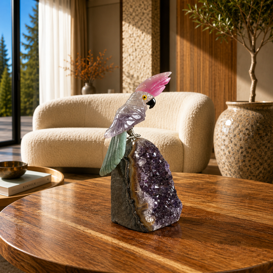 Aventelle Amethyst Gemstone Bird – Amethyst Quartz Crystal Parrot Décor, Serenity & Prosperity Symbol (4 Inch, 178 gm)