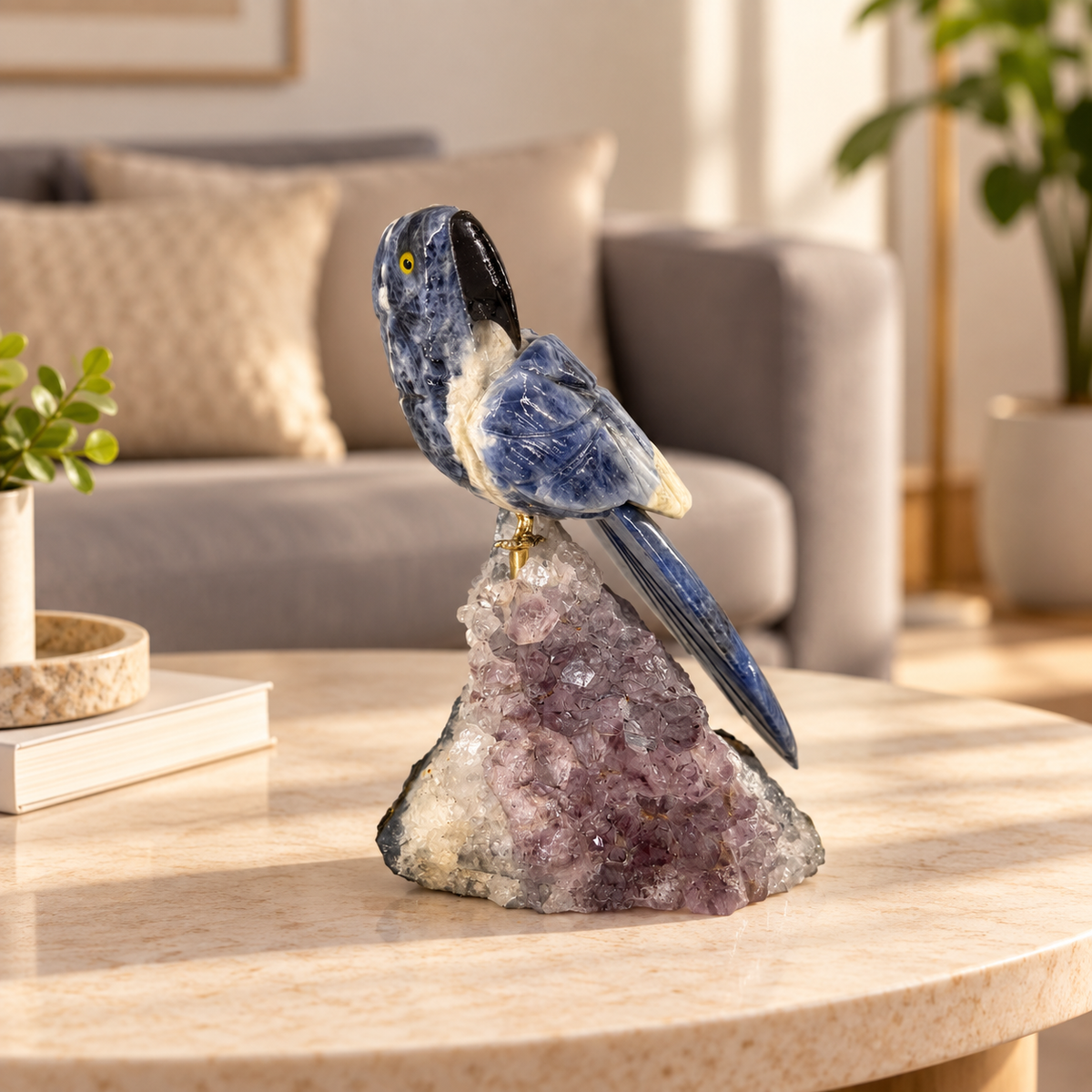 Sodavelle Blue Sodalite Gemstone Bird – Crystal Parrot Home Décor, Wisdom & Harmony Symbol, 6.0 Inch, 0.500 kg