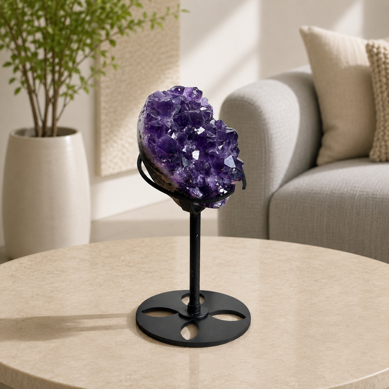 Auremyst Amethyst Crystal Stand Décor – Natural Amethyst Energy Display, Peace & Clarity Symbol
