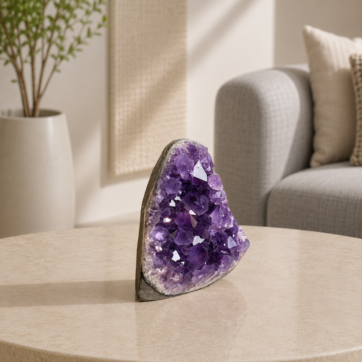 Auremira Amethyst Crystal Slice – Natural Amethyst Décor Stone, Peace & Positivity Symbol