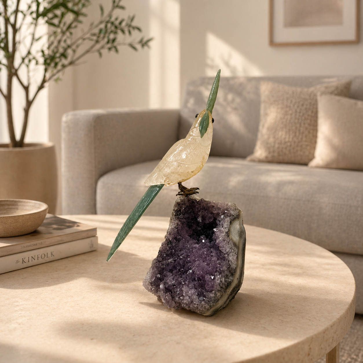 Verdanta Clear Quartz Gemstone Bird Crystal Parrot Décor Clarity & Growth Symbol 9 Inch, 1.5kg