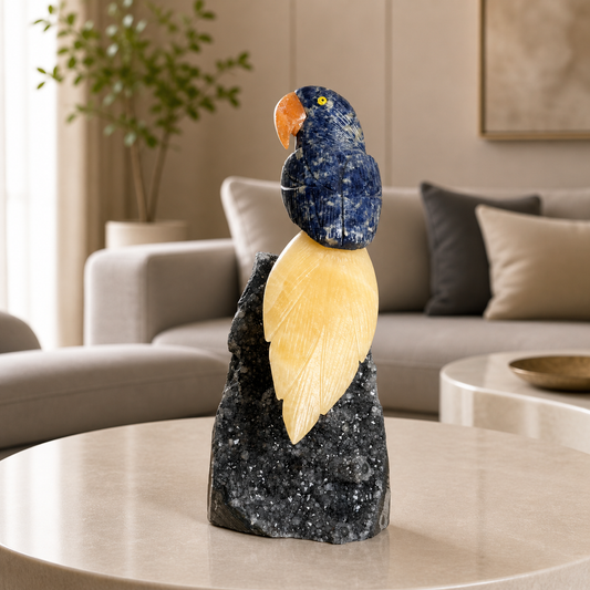 Zenvira Amethyst Gemstone Bird Crystal Parrot Décor Clarity & Focus Symbol (9 Inch, 1.5 kg)