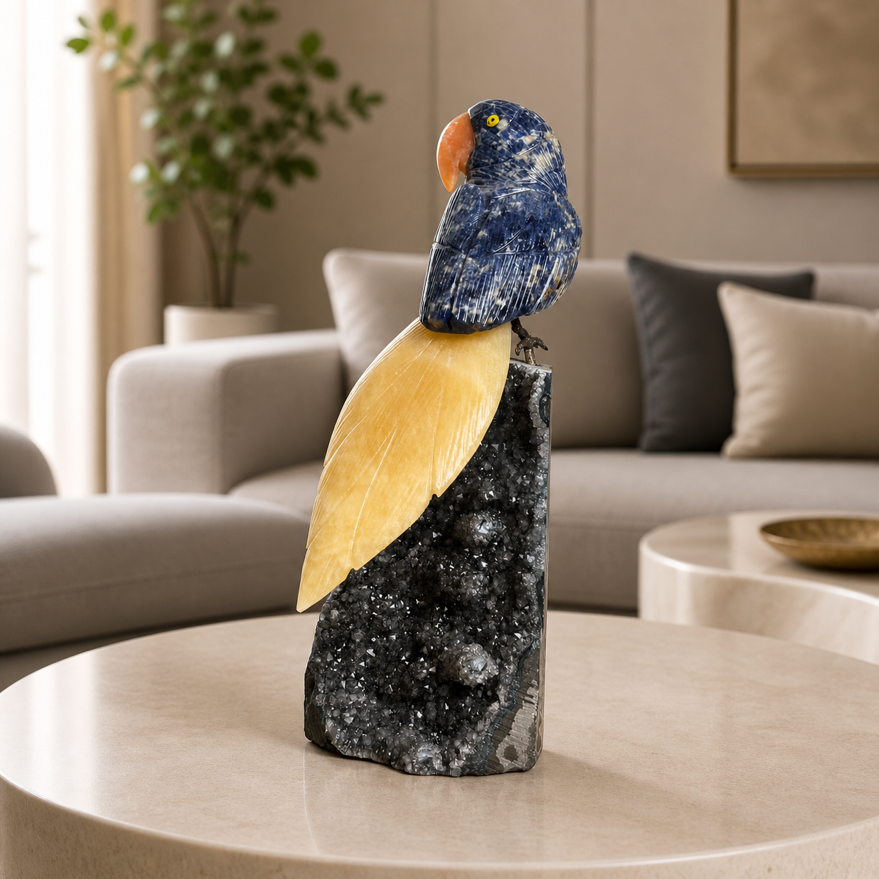 Zenvira Amethyst Gemstone Bird Crystal Parrot Décor Clarity & Focus Symbol (9 Inch, 1.5 kg)