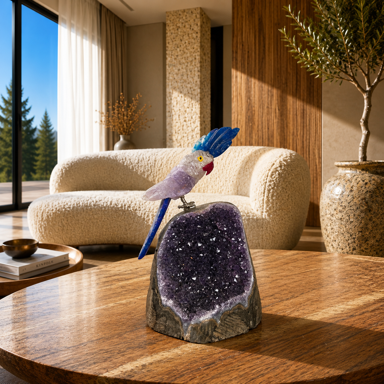 Lavendora Amethyst Gemstone Bird – Lavender Quartz Crystal Parrot Décor, Wisdom & Serenity Symbol (4.1 Inch, 350 gm)