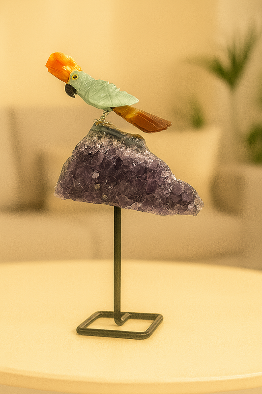 Energy Gemstone Bird (Steel stand)