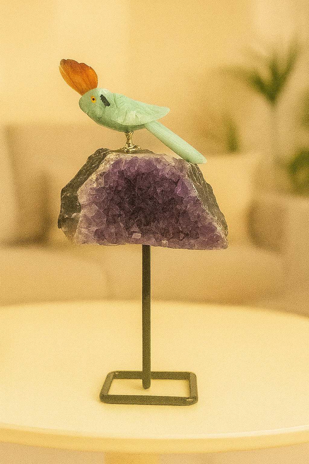 Growth Gemstone Bird  (Steel Stand )