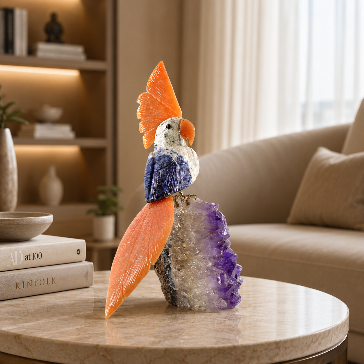 Celestia Amethyst Gemstone Bird – Crystal Parrot Home Décor, Wisdom & Joy Symbol | 9 Inch, 1.2 kg