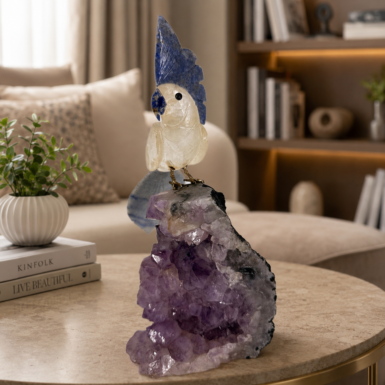 Aurevia Quartz Gemstone Bird – Crystal Parrot Home Décor, Wisdom & Clarity Symbol, 9.8 Inch, 1.4 kg