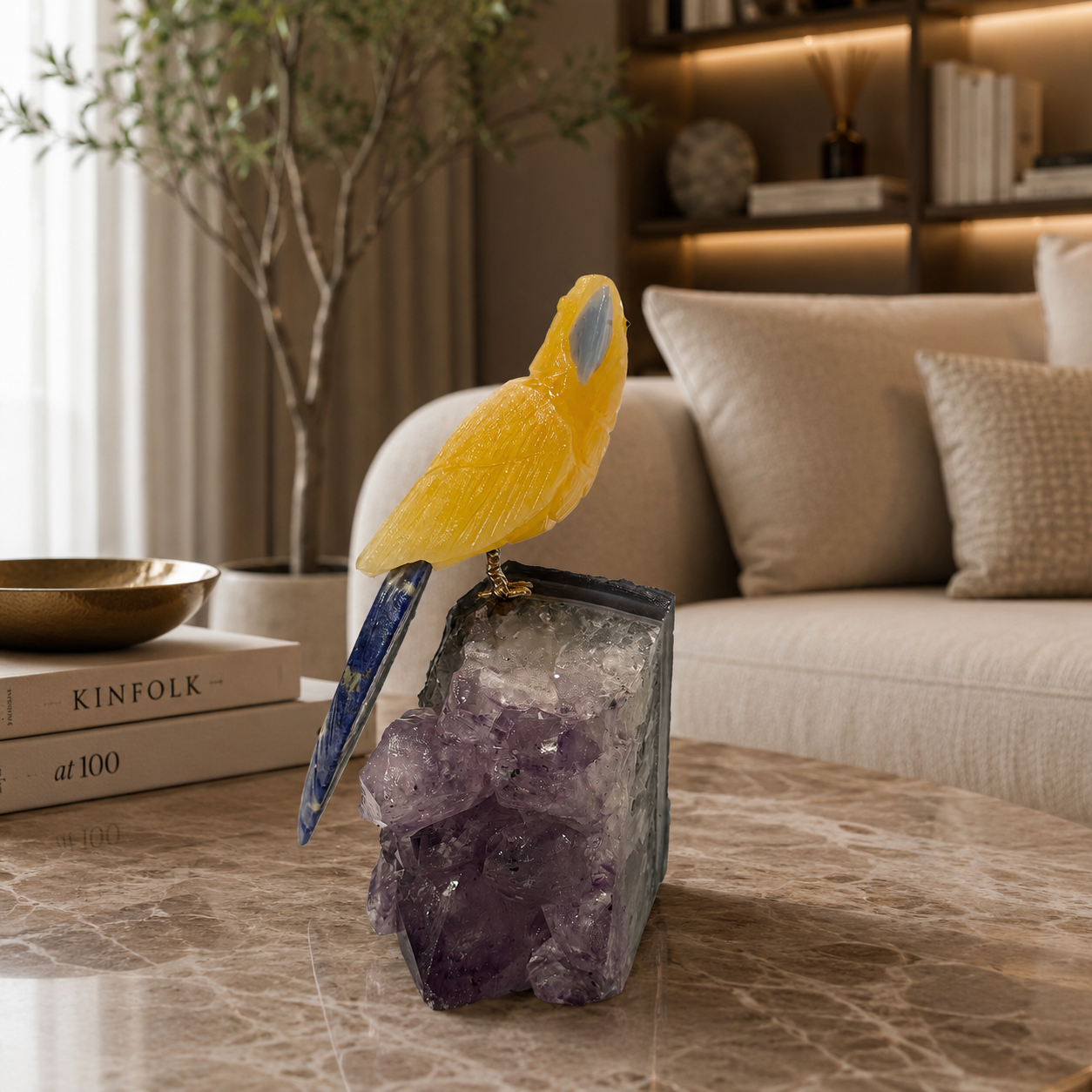 Solara Amethyst Gemstone Bird – Crystal Parrot Home Décor, Joy & Wisdom Symbol | 5.4 Inch, 0.866 kg