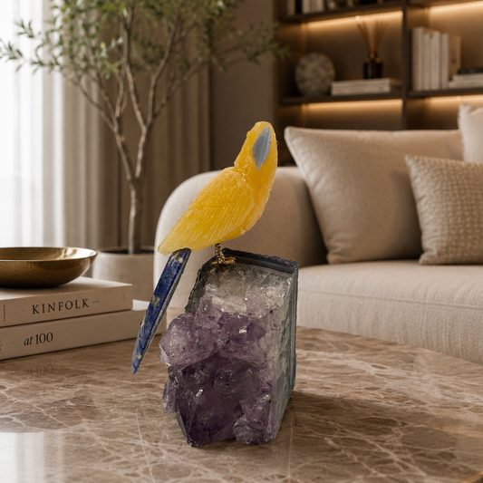 Solara Amethyst Gemstone Bird – Crystal Parrot Home Décor, Joy & Wisdom Symbol | 5.4 Inch, 0.866 kg