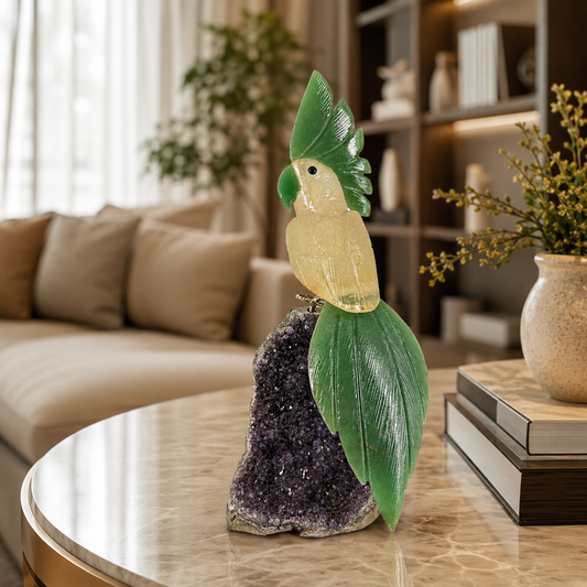 Aurevia Amethyst Gemstone Bird – Crystal Parrot Home Décor, Growth & Clarity Symbol | 9 Inch, 1.4 kg